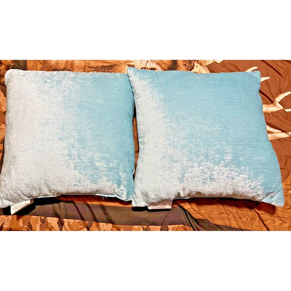 Set/2 Lush Decor So Soft Decorative Plush Throw Pillows 18 x 18" TEAL Blue-Green